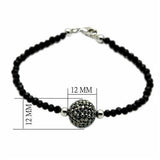 Alamode Rhodium + Ruthenium Brass Bracelet with Top Grade Crystal in Jet - Alamode - Flyclothing LLC