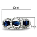 Alamode Rhodium Brass Ring with Synthetic Synthetic Glass in Montana - Alamode
