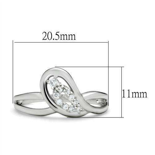 Alamode Rhodium Brass Ring with AAA Grade CZ in Clear - Alamode - Flyclothing LLC