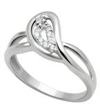 Alamode Rhodium Brass Ring with AAA Grade CZ in Clear - Alamode