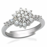 Alamode Rhodium Brass Ring with AAA Grade CZ in Clear - Alamode - Flyclothing LLC