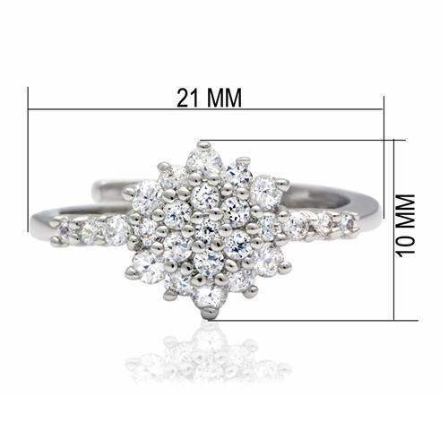 Alamode Rhodium Brass Ring with AAA Grade CZ in Clear - Alamode - Flyclothing LLC