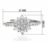 Alamode Rhodium Brass Ring with AAA Grade CZ in Clear - Alamode - Flyclothing LLC