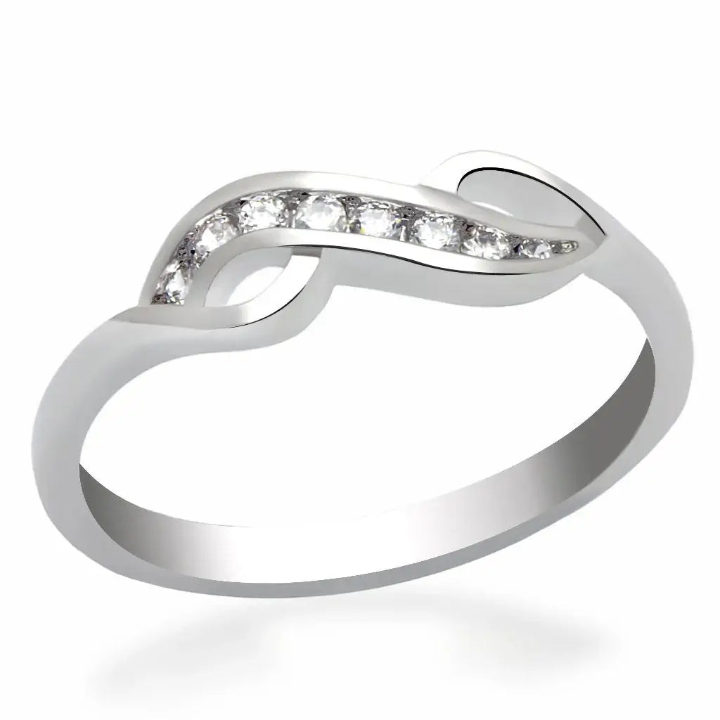 Alamode Rhodium Brass Ring with AAA Grade CZ in Clear - Alamode - Flyclothing LLC
