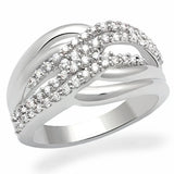 Alamode Rhodium Brass Ring with AAA Grade CZ in Clear - Alamode - Flyclothing LLC