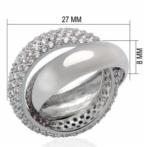 Alamode Rhodium Brass Ring with AAA Grade CZ in Clear - Alamode