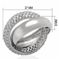 Alamode Rhodium Brass Ring with AAA Grade CZ in Clear - Alamode
