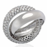 Alamode Rhodium Brass Ring with AAA Grade CZ in Clear - Alamode - Flyclothing LLC