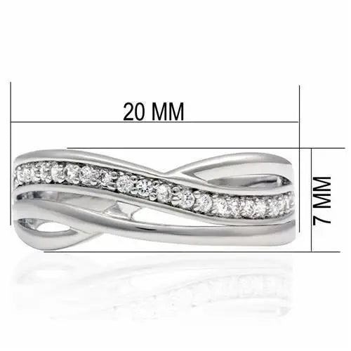 Alamode Rhodium Brass Ring with AAA Grade CZ in Clear - Alamode - Flyclothing LLC