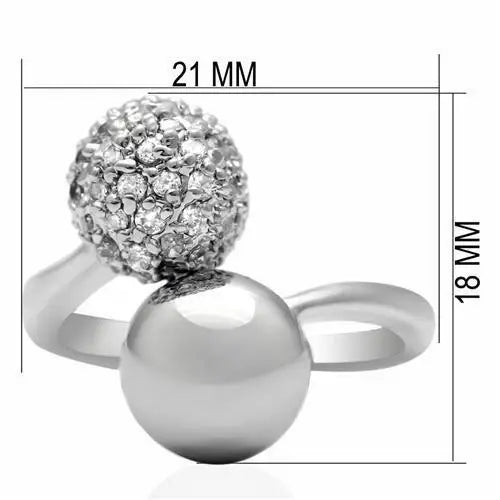 Alamode Rhodium Brass Ring with AAA Grade CZ in Clear - Alamode - Flyclothing LLC
