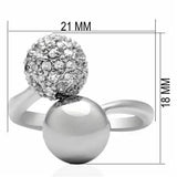 Alamode Rhodium Brass Ring with AAA Grade CZ in Clear - Alamode - Flyclothing LLC