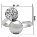 Alamode Rhodium Brass Ring with AAA Grade CZ in Clear - Alamode - Flyclothing LLC