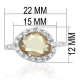 Alamode Rhodium Brass Ring with AAA Grade CZ in Champagne - Alamode - Flyclothing LLC