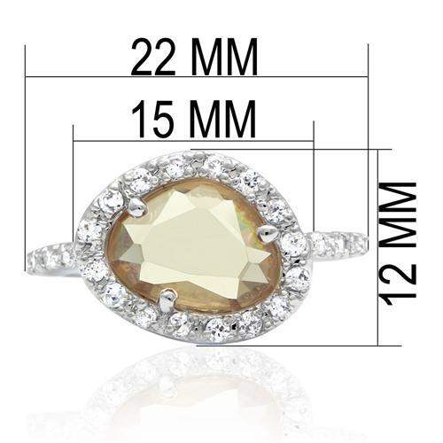 Alamode Rhodium Brass Ring with AAA Grade CZ in Champagne - Alamode - Flyclothing LLC