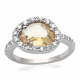 Alamode Rhodium Brass Ring with AAA Grade CZ in Champagne - Alamode - Flyclothing LLC