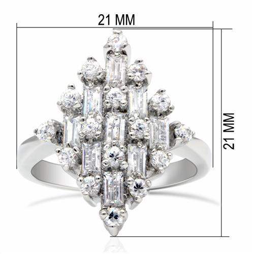 Alamode Rhodium Brass Ring with AAA Grade CZ in Clear - Alamode - Flyclothing LLC