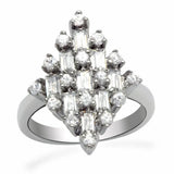 Alamode Rhodium Brass Ring with AAA Grade CZ in Clear - Alamode - Flyclothing LLC