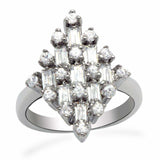 Alamode Rhodium Brass Ring with AAA Grade CZ in Clear - Alamode - Flyclothing LLC