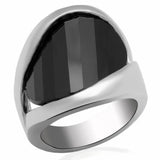 Alamode Rhodium Brass Ring with AAA Grade CZ in Jet - Alamode - Flyclothing LLC