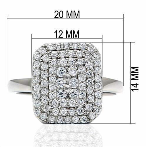 Alamode Rhodium Brass Ring with AAA Grade CZ in Clear - Alamode - Flyclothing LLC