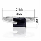 Alamode Rhodium Brass Ring with AAA Grade CZ in Jet - Alamode - Flyclothing LLC