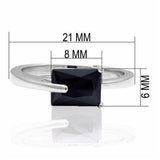 Alamode Rhodium Brass Ring with AAA Grade CZ in Jet - Alamode - Flyclothing LLC