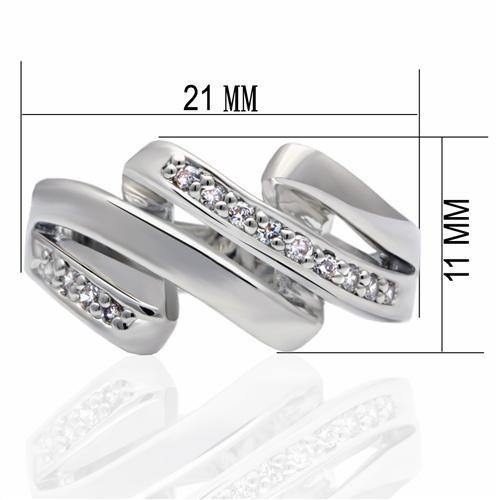 Alamode Rhodium Brass Ring with AAA Grade CZ in Clear - Alamode