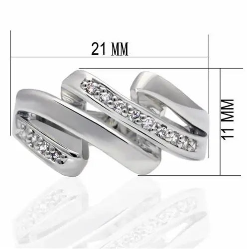 Alamode Rhodium Brass Ring with AAA Grade CZ in Clear - Alamode - Flyclothing LLC