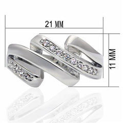 Alamode Rhodium Brass Ring with AAA Grade CZ in Clear - Alamode