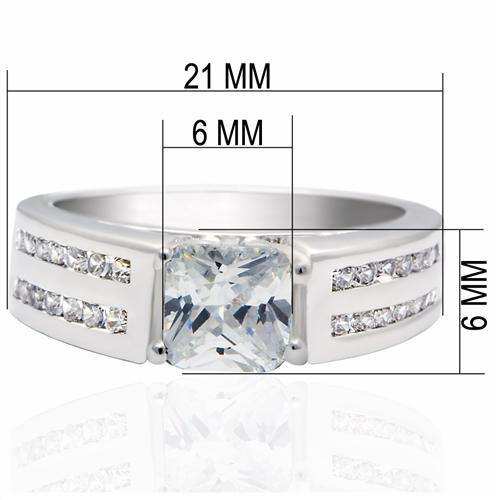 Alamode Rhodium Brass Ring with AAA Grade CZ in Clear - Alamode - Flyclothing LLC