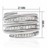 Alamode Rhodium Brass Ring with AAA Grade CZ in Clear - Alamode - Flyclothing LLC