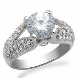 Alamode Rhodium Brass Ring with AAA Grade CZ in Clear - Alamode - Flyclothing LLC