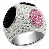 Alamode Rhodium + Ruthenium Brass Ring with Top Grade Crystal in Multi Color - Alamode
