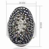 Alamode Rhodium Brass Ring with Top Grade Crystal in Multi Color - Alamode - Flyclothing LLC