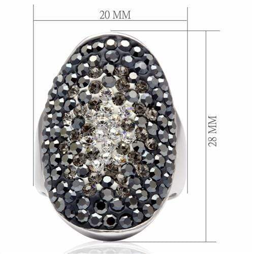 Alamode Rhodium Brass Ring with Top Grade Crystal in Multi Color - Alamode - Flyclothing LLC