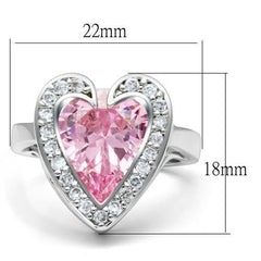 Alamode Rhodium Brass Ring with AAA Grade CZ in Rose