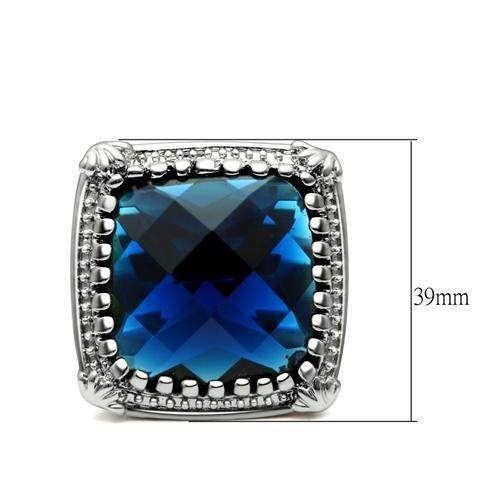 Alamode Rhodium Brass Ring with Synthetic Cat Eye in Montana - Alamode - Flyclothing LLC