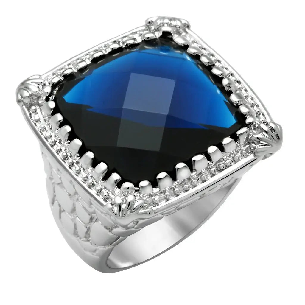 Alamode Rhodium Brass Ring with Synthetic Cat Eye in Montana - Alamode - Flyclothing LLC