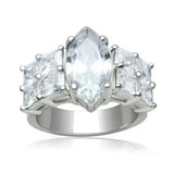 Alamode Rhodium Brass Ring with AAA Grade CZ in Clear - Alamode - Flyclothing LLC
