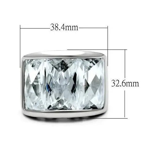 Alamode Rhodium Brass Ring with AAA Grade CZ in Clear - Alamode - Flyclothing LLC