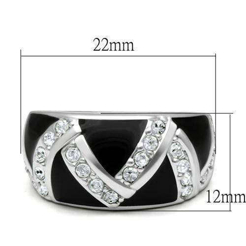 Alamode Rhodium Brass Ring with Top Grade Crystal in Clear - Alamode - Flyclothing LLC