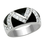 Alamode Rhodium Brass Ring with Top Grade Crystal in Clear - Alamode - Flyclothing LLC