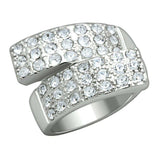 Alamode Rhodium Brass Ring with Top Grade Crystal in Clear - Alamode - Flyclothing LLC