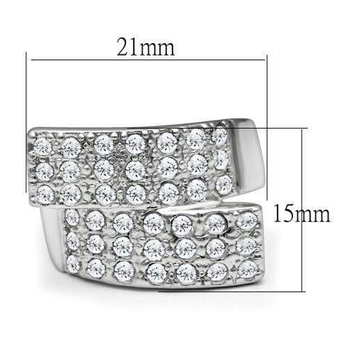 Alamode Rhodium Brass Ring with Top Grade Crystal in Clear - Alamode - Flyclothing LLC
