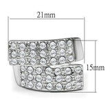 Alamode Rhodium Brass Ring with Top Grade Crystal in Clear - Alamode - Flyclothing LLC