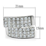 Alamode Rhodium Brass Ring with Top Grade Crystal in Clear - Alamode - Flyclothing LLC