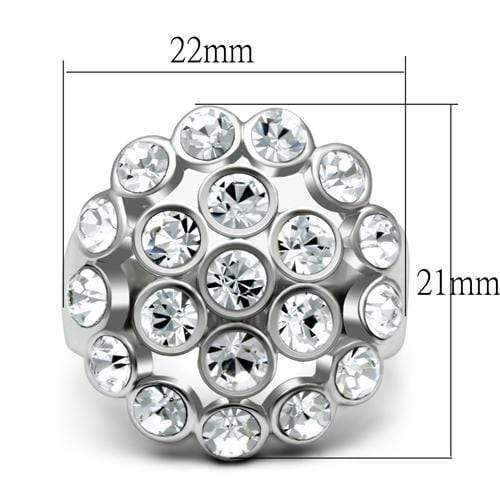Alamode Rhodium Brass Ring with Top Grade Crystal in Clear - Alamode - Flyclothing LLC