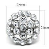 Alamode Rhodium Brass Ring with Top Grade Crystal in Clear - Alamode - Flyclothing LLC