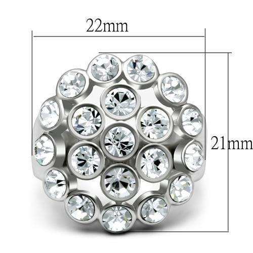 Alamode Rhodium Brass Ring with Top Grade Crystal in Clear - Alamode - Flyclothing LLC