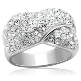 Alamode Rhodium Brass Ring with Top Grade Crystal in Clear - Alamode - Flyclothing LLC